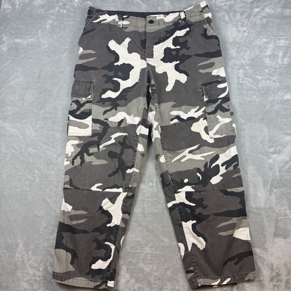 Vintage Urban Camo Cargo Pants Baggy Military Army Fatigue Tactical Y2K XL